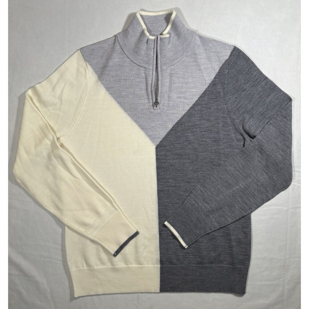 G/Fore Golf Sweater Men’s Large Quarter Zip Color Block Merino Wool $150 Retail
